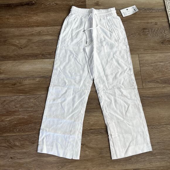 Athleta Pants - Athleta Retreat Linen White Wide Leg Pants NWT XXS
